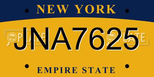JNA7625 New York License Plate