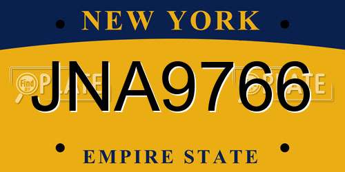 JNA9766 New York License Plate