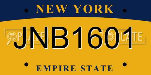 JNB1601 New York License Plate