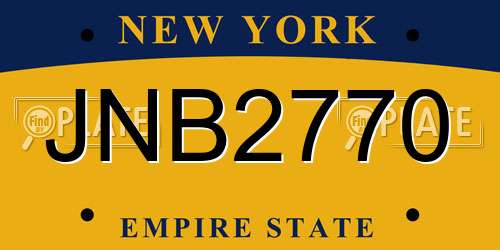 JNB2770 New York License Plate