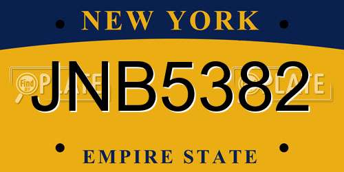 JNB5382 New York License Plate