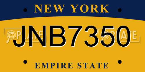 JNB7350 New York License Plate