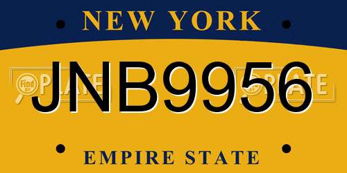 JNB9956 New York License Plate