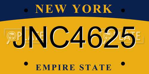 JNC4625 New York License Plate