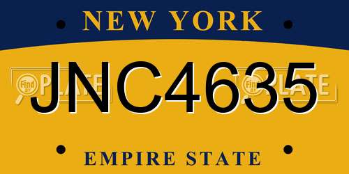 JNC4635 New York License Plate