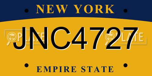 JNC4727 New York License Plate