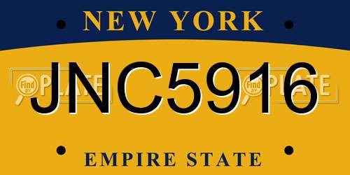 JNC5916 New York License Plate
