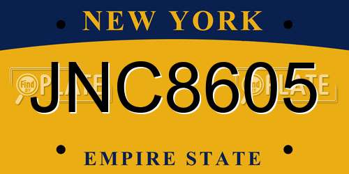 JNC8605 New York License Plate