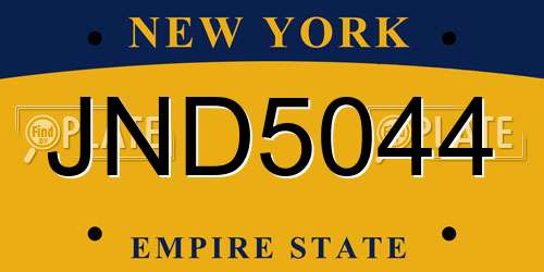 JND5044 New York License Plate