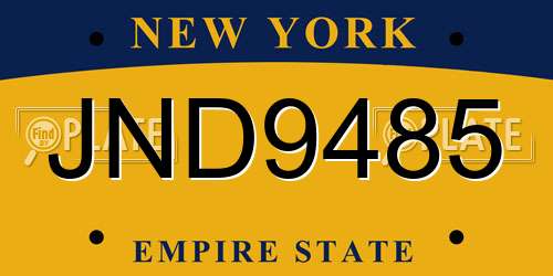 JND9485 New York License Plate