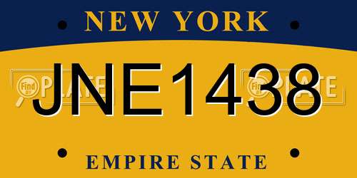 JNE1438 New York License Plate