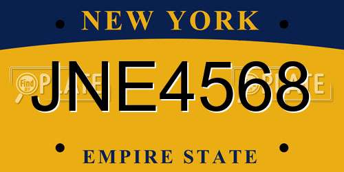 JNE4568 New York License Plate