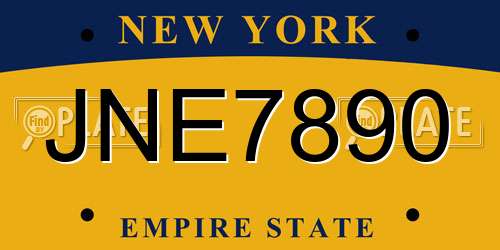 JNE7890 New York License Plate