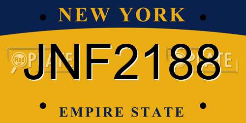 JNF2188 New York License Plate