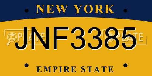 JNF3385 New York License Plate