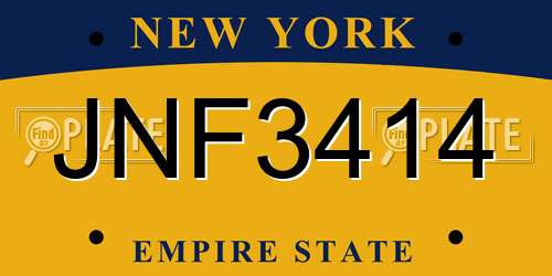 JNF3414 New York License Plate