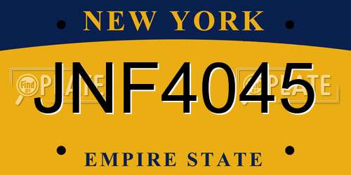 JNF4045 New York License Plate