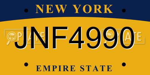 JNF4990 New York License Plate