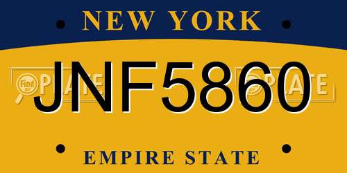 JNF5860 New York License Plate