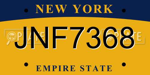 JNF7368 New York License Plate