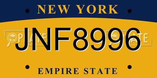 JNF8996 New York License Plate