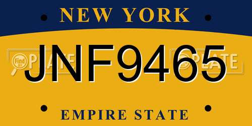 JNF9465 New York License Plate