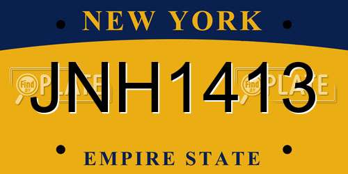JNH1413 New York License Plate