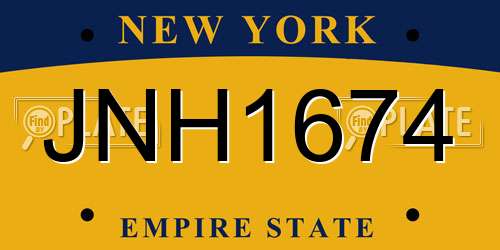 JNH1674 New York License Plate