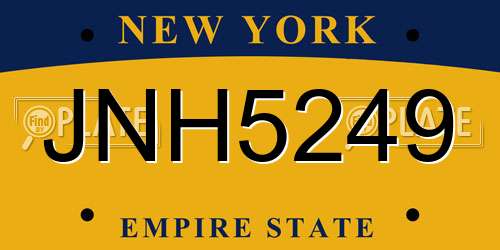 JNH5249 New York License Plate