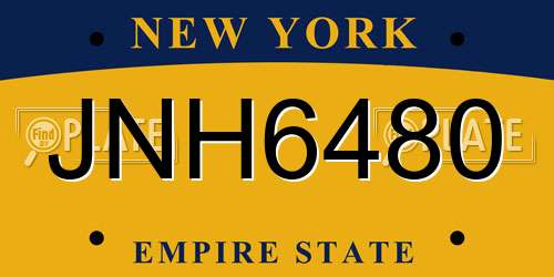 JNH6480 New York License Plate