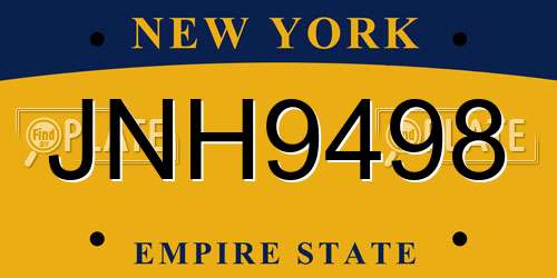 JNH9498 New York License Plate