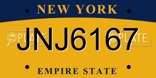 JNJ6167 New York License Plate