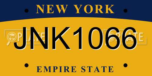 JNK1066 New York License Plate