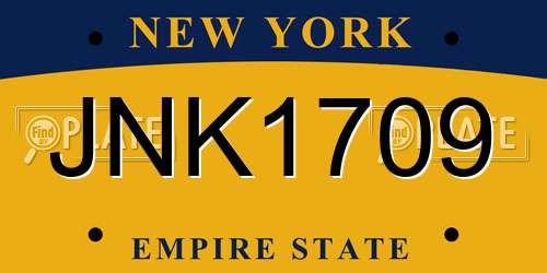 JNK1709 New York License Plate