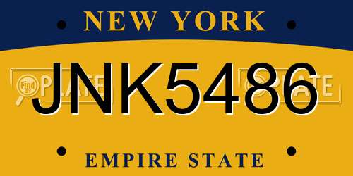 JNK5486 New York License Plate