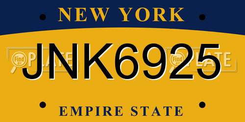 JNK6925 New York License Plate