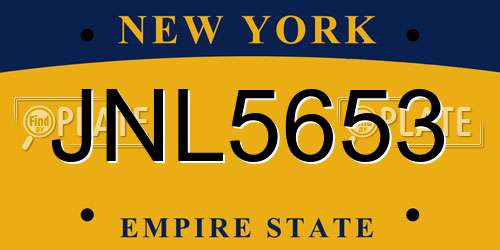 JNL5653 New York License Plate