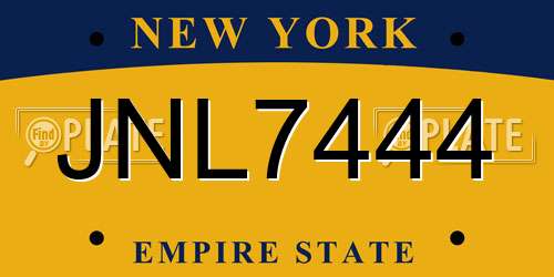 JNL7444 New York License Plate