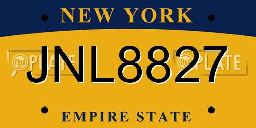 JNL8827 New York License Plate