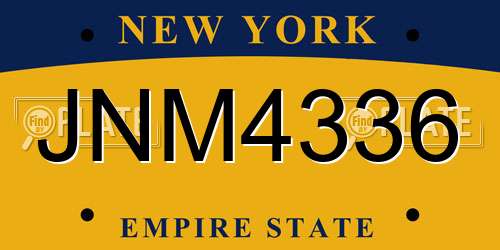 JNM4336 New York License Plate