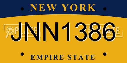 JNN1386 New York License Plate