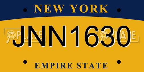 JNN1630 New York License Plate