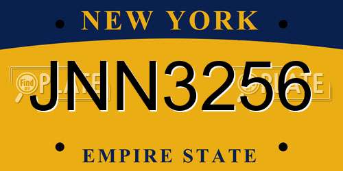 JNN3256 New York License Plate