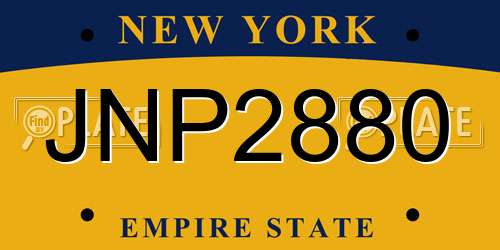 JNP2880 New York License Plate