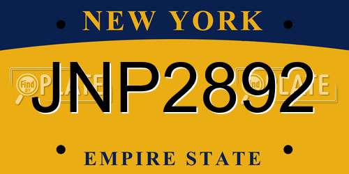 JNP2892 New York License Plate