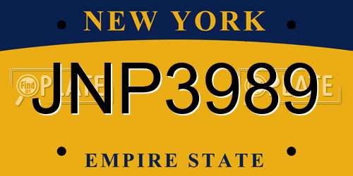 JNP3989 New York License Plate