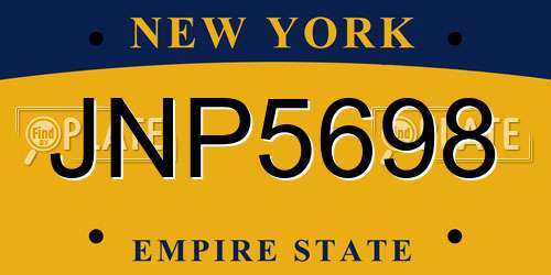 JNP5698 New York License Plate