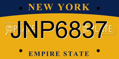 JNP6837 New York License Plate