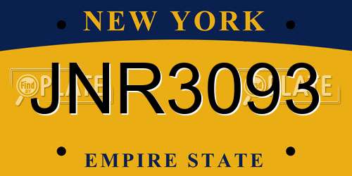 JNR3093 New York License Plate