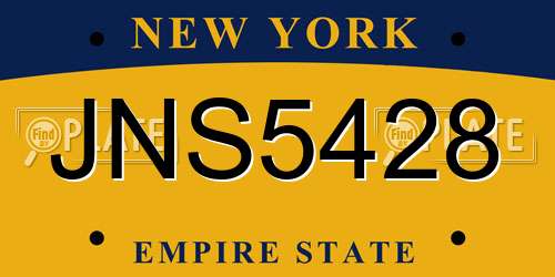 JNS5428 New York License Plate